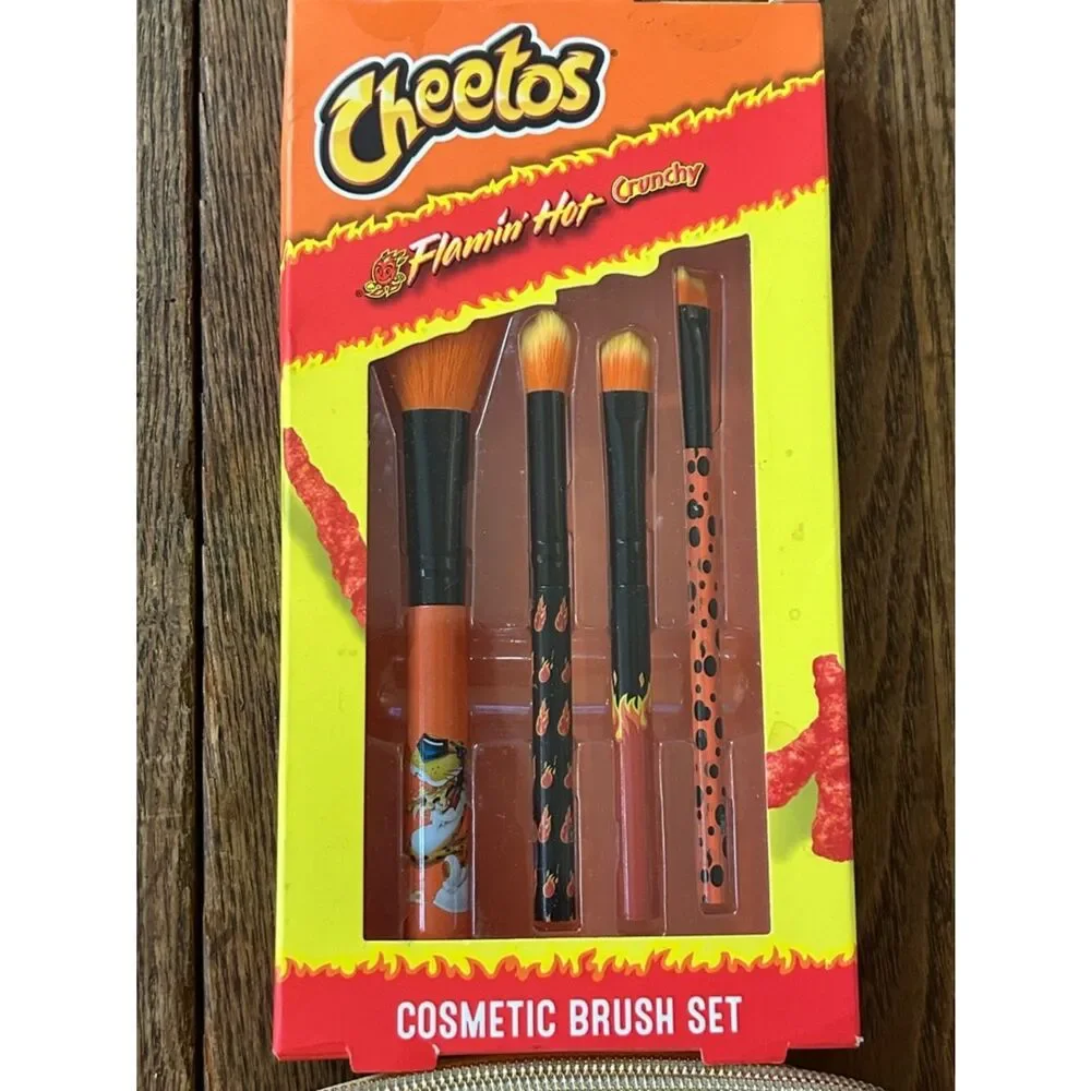 Flamin' Hot Cosmetic Brush Set -Cosmetics Bag ain’t easy being cheesy 🧀
